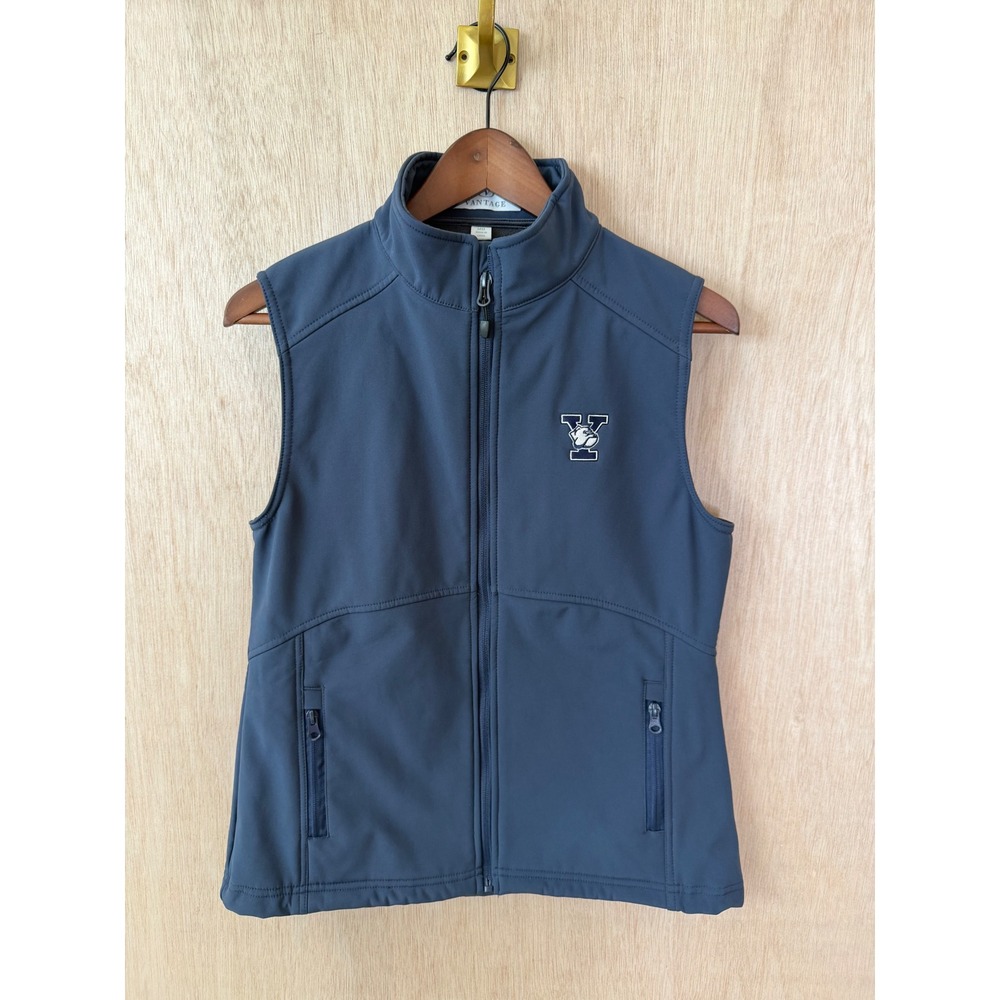 Vantage Yale Bulldogs Softshell Vest Womens Medium Blue Full Zip Collegiate MD